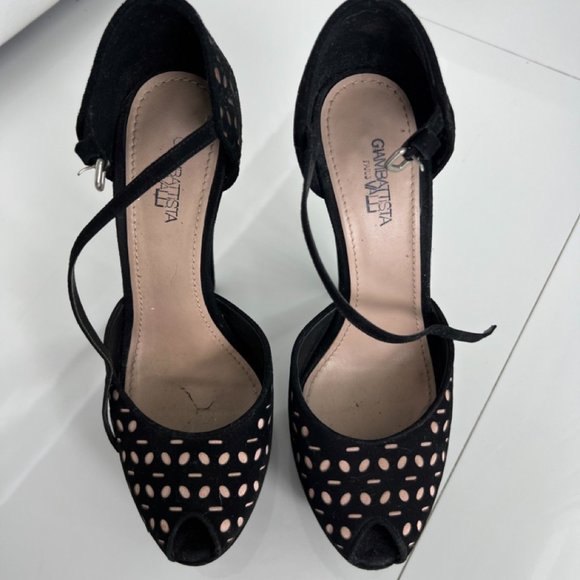 Giambatista Valli Platform Pump Heels Women Black Suede Size 38 - Picture 6 of 8